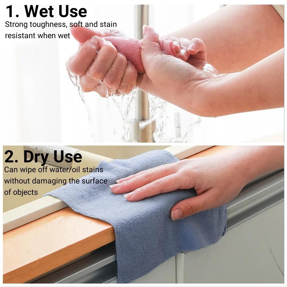 20PCS/roll Microfiber Towel Reusable Household Cleaning Cloth Non Stick Oil Tableware Cleaning Kitchen Towel Kitchen Accessories