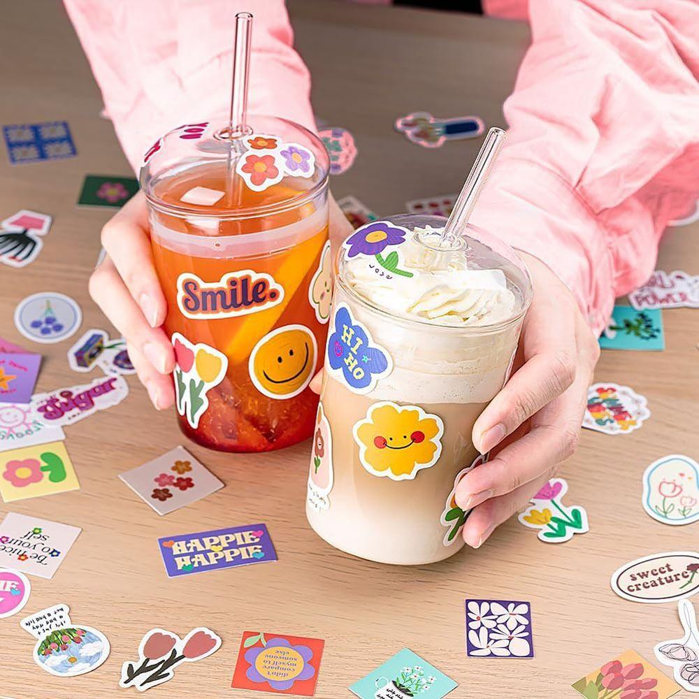 Large Capacity Clear Glass Cup Creative 500ml Glass Tumbler with Straw Durable Coffee Cup Juice Cup with Lid Bar Accessories