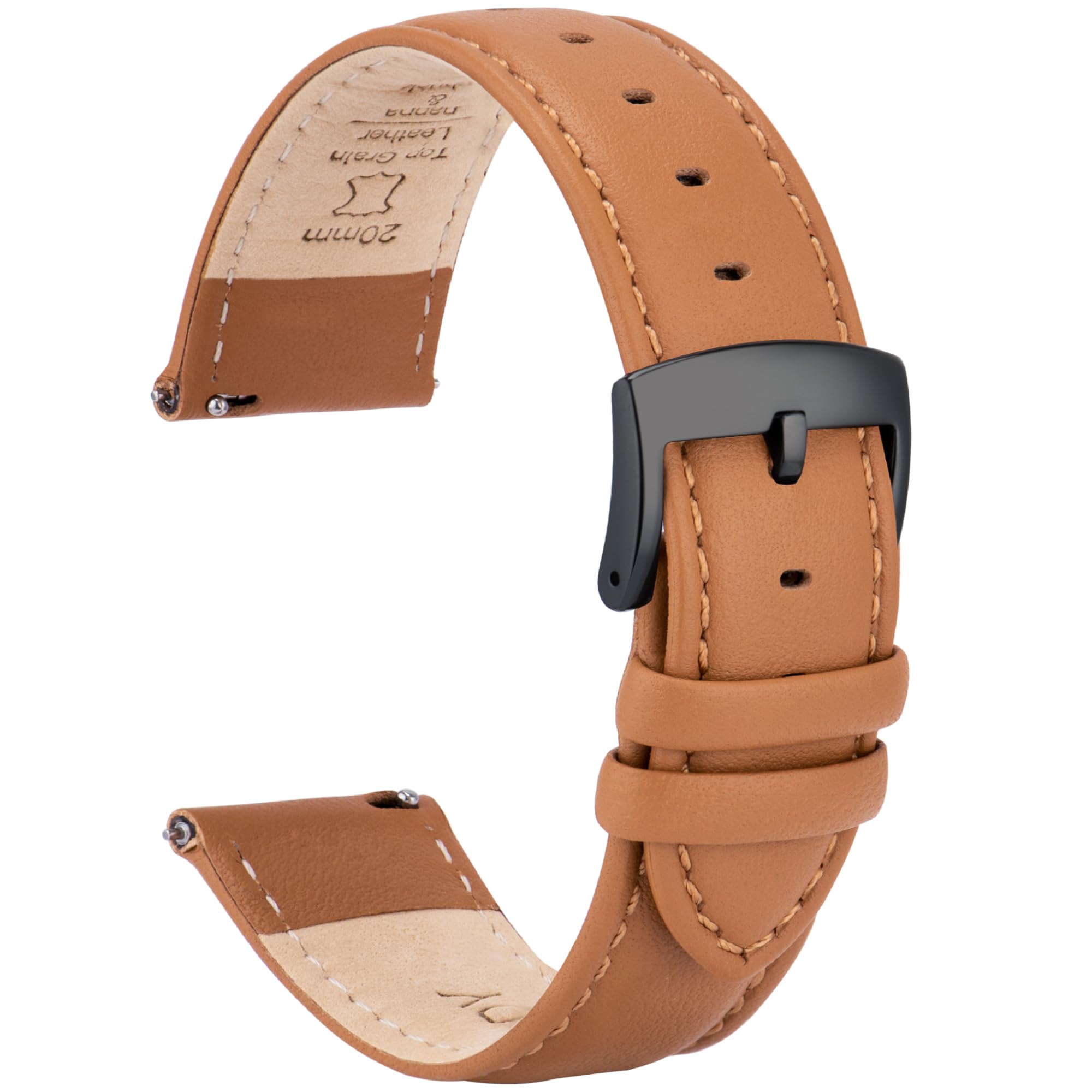 

Ремешок для часов из натуральной кожи с быстросъемным креплением для мужчин и элегантный мягкий ремешок для часов из телячьей кожи для замены, без инструментов для часов и с черной пряжкой [OTTOODY]