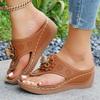 Women Platform Sandals Beach Casual Wedges Flip Flops Premium Orthopedic Open Toe Big Toe Anti-slip Outdoor PU Leather Shoes