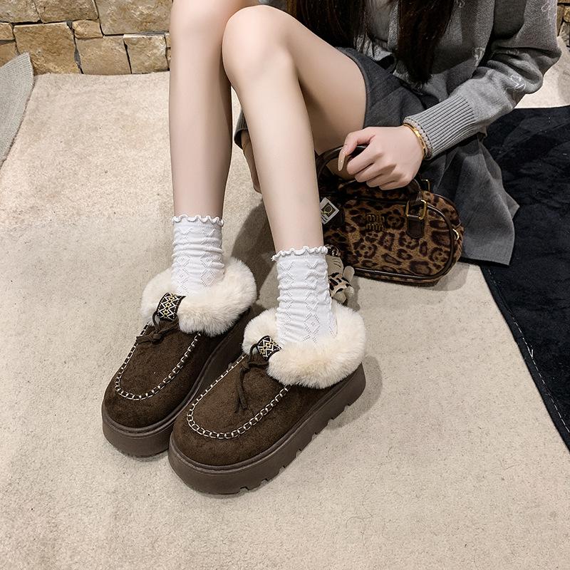 Large Size Mao Mao Shoes Women's Autumn New Snow Boots 2025 Winter Warm Round Head Thick Sole One Pedal Lazy Cotton Shoes