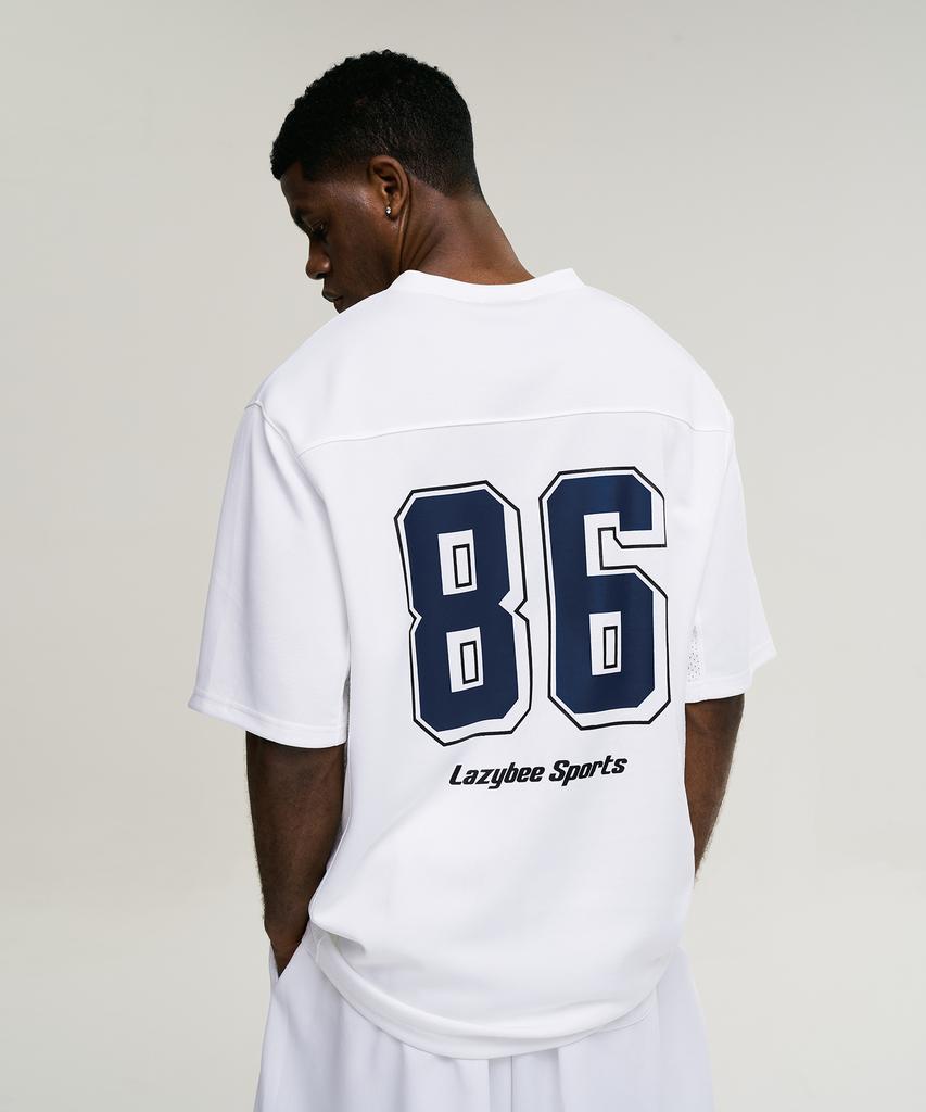 Leijibi Mixed Mesh Rugby Jersey Top Oversized Short Sleeve M Athletic Short Sleeve T-Shirt White
