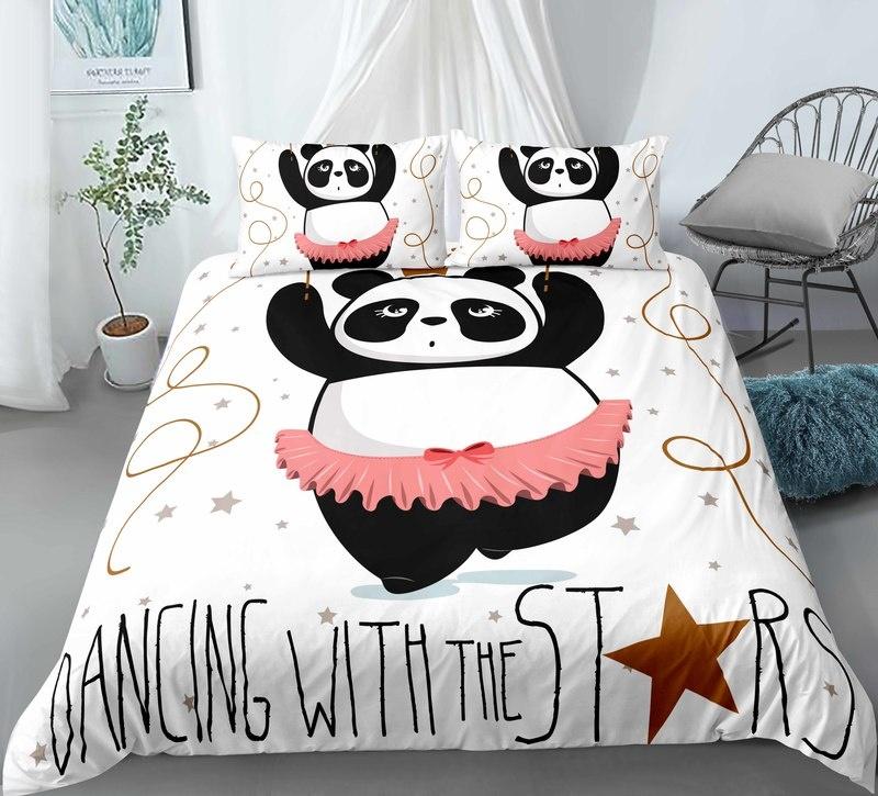 Panda Bettwäsche Set Einzelbett Twin Full Queen King Size Cartoon Tiere Bett Set Erwachsene Kind Schlafzimmer Bettbezug Sets 3D Druck 032