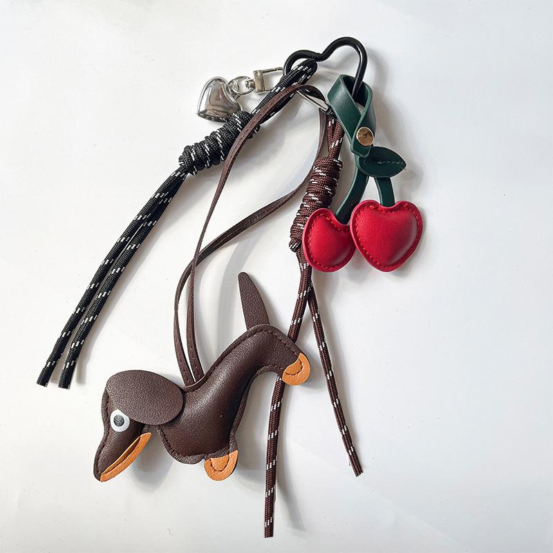 Yogodlns Faux Leather Cherry Mini Backpack Hanging Handbag Pendant Bag Pendant Bags Accessories