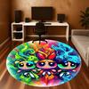 1pc Powerpuff Girls, Cartoon Round Chair mat Area Rug - Non-Slip, Floor Mat for Office, Bedroom, home decor Christmas Gift p0811035