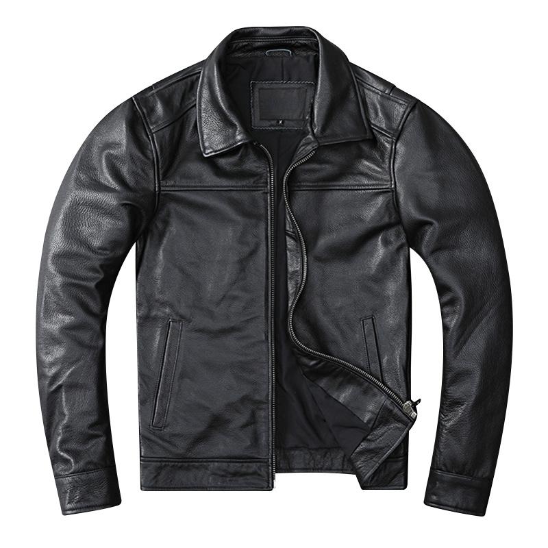 Casual Echtes Rindsleder Echtes Leder Jacke Männer Schlanke Herren Kleidung Frühling Herbst Herren Kuh Kleidung