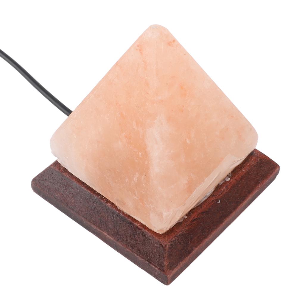 Himalayan Salt Lamp USB RGB 7 Colors Changing Hand Carved with Wood Base Pyramid Crystal Salt Rock