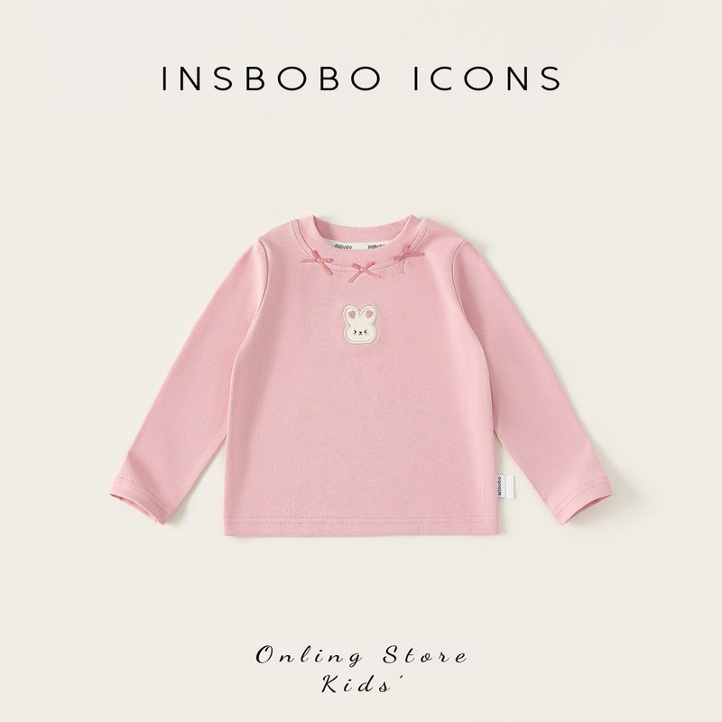 Insbobo Girls  Base Shirt 2026 Spring Children s Top New Baby T-Shirt Long-Sleeve Children s Clothing Spring and Autumn Pink 80