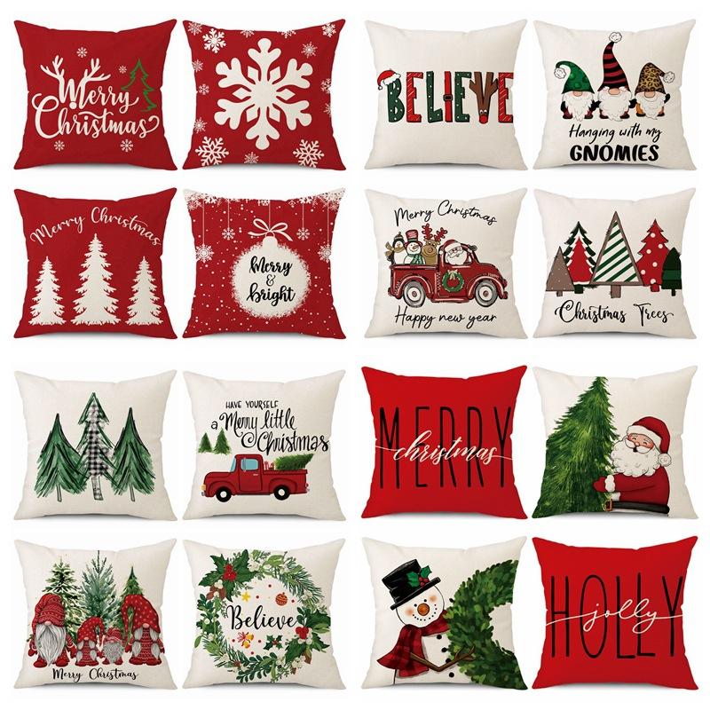 45cm Merry Christmas Cushion Cover Pillowcase 2025 Christmas Decorations for Home Ornament Happy New Year Christmas Decor 2026