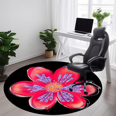 1pc Floral Design Office Round Area Rug, Mat Suitable For Office, Under Office Chairs Bedroom Living Room Home Decor, Room Deco