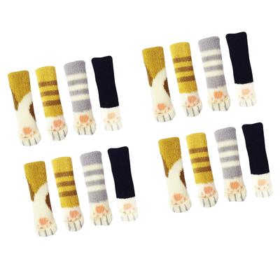 4PCS Shockproof Chair Socks Breathable Lovely Chairs Leg Covers Beautiful Cat Socks Floor Protectors