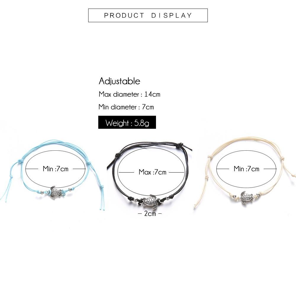 3pcs Set Bohemia Trendy Sea Turtle Rope Weaving Anklets for Women Retro Charm Summer Beach Jewelry Set Holiday Accessories Gift