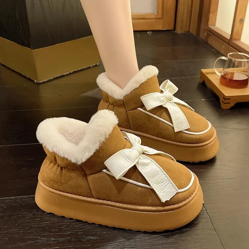 

Женская обувь, модные женские ботинки с рукавами, зимние зимние ботинки из плюшевого флиса с круглым носком, смешанные цвета, короткие зимние ботинки на платформе