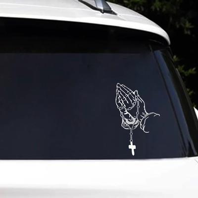 Creative Prayer Gesture Decor Decal Car Reflective Sticker For Window Bumper Trucks Motorcycle Latop God Jesus Christ Decoration