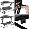 Balancelle de jardin - Springos - 4 places - Noir - Toit inclinable - Avec coussins et porte-gobelets
