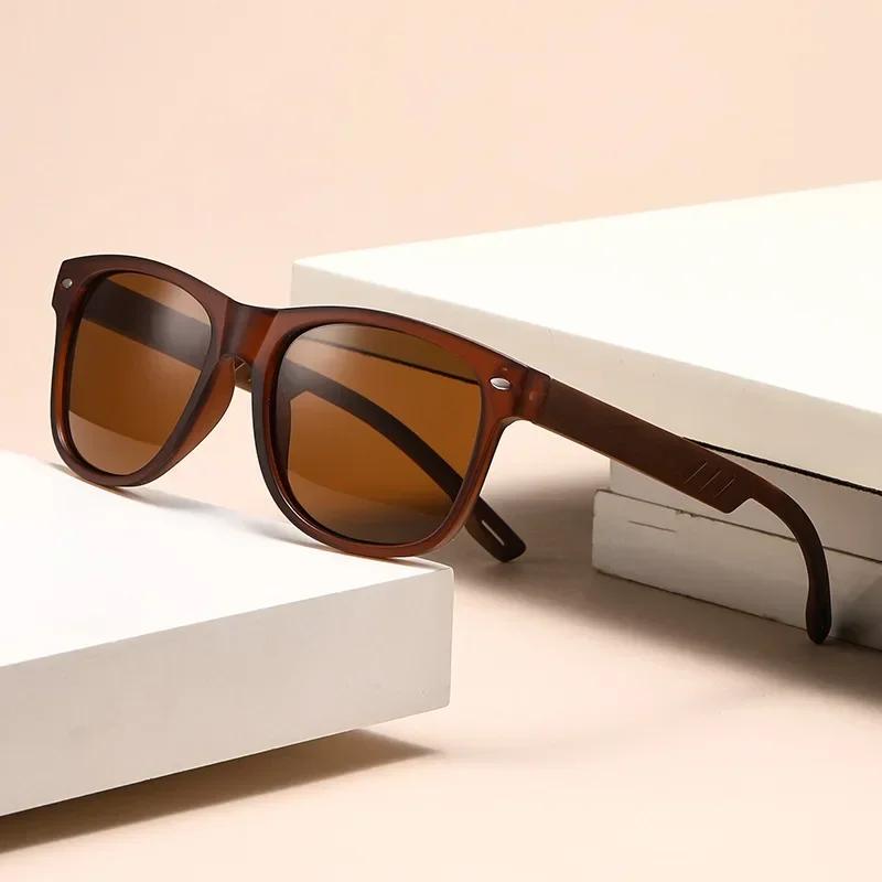 Retro Wood Grain Leg Sunglasses New Spring Foot Color Film Men's Glasses UV400 Shades Eyewear Outdoor Driving Cycling Goggles