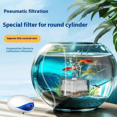Mini Aquarium Filter Aerator 2-In-1 Pneumatic Filter Fish Tank Air Stone Oxygen Pump Water Cleaning Aquarium Accessories