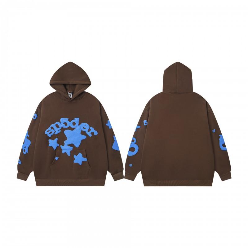 Mens Oversized Hooded Sweatshirt With Spiderweb Foam Print Cotton Fleece-Lined