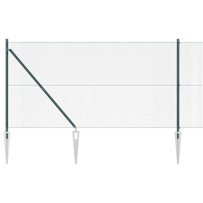 VidaXL Clôture en grille soudée avec 7 poteaux à piquet verts 1,2x10 m acier 3352049