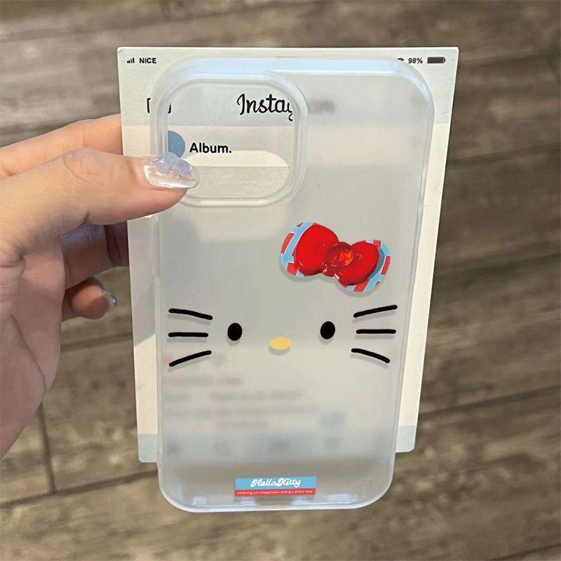 Hello Kitty iPhone 16 Pro Max Case: Frosted Design, Large Hole, Soft Shell, Minimalist Style