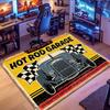 Vintage Car Garage-Themed Rug, suitable for living room, bedroom, game room, computer room and home décor.