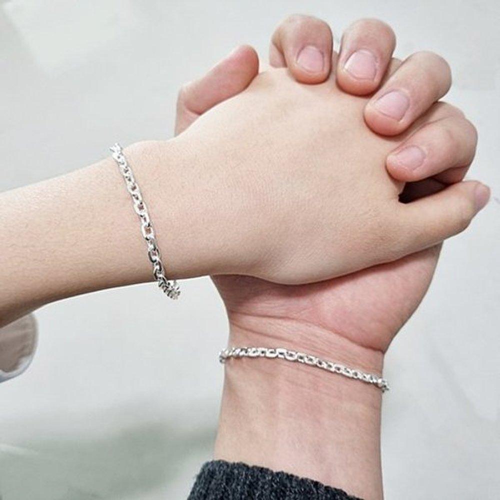 4MM thick silver bracelet for men and women, daily sterling silver couple