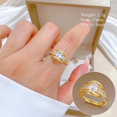 Bague Ouvrante en Or Véritable Diamant Œil de Cheval Personnalisée Réglable Bijoux Simples Bague Japonaise Bague de Couple