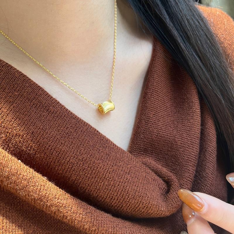 Handmade Car Flower Cat'S Eye Small Waist Necklace Women'S Striped Passepartout Pendant Sweater Chain Accessories