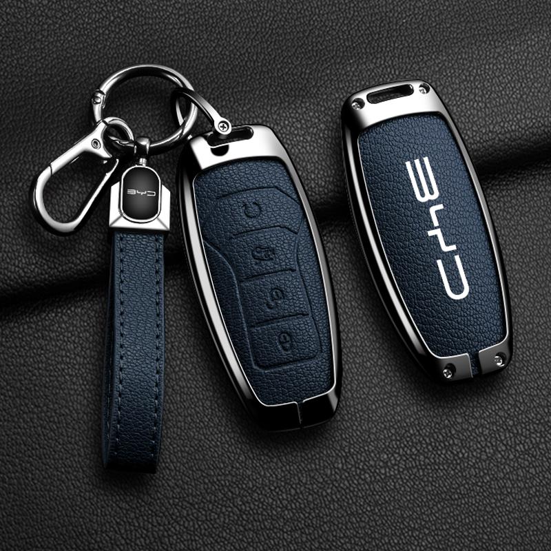 Zinc Alloy Leather Car Remote Key Case Cover for BYD Atto 3 Han EV Dolphin Lied Tang Dm Qin PLUS Song Pro MAX Yuan Accessories