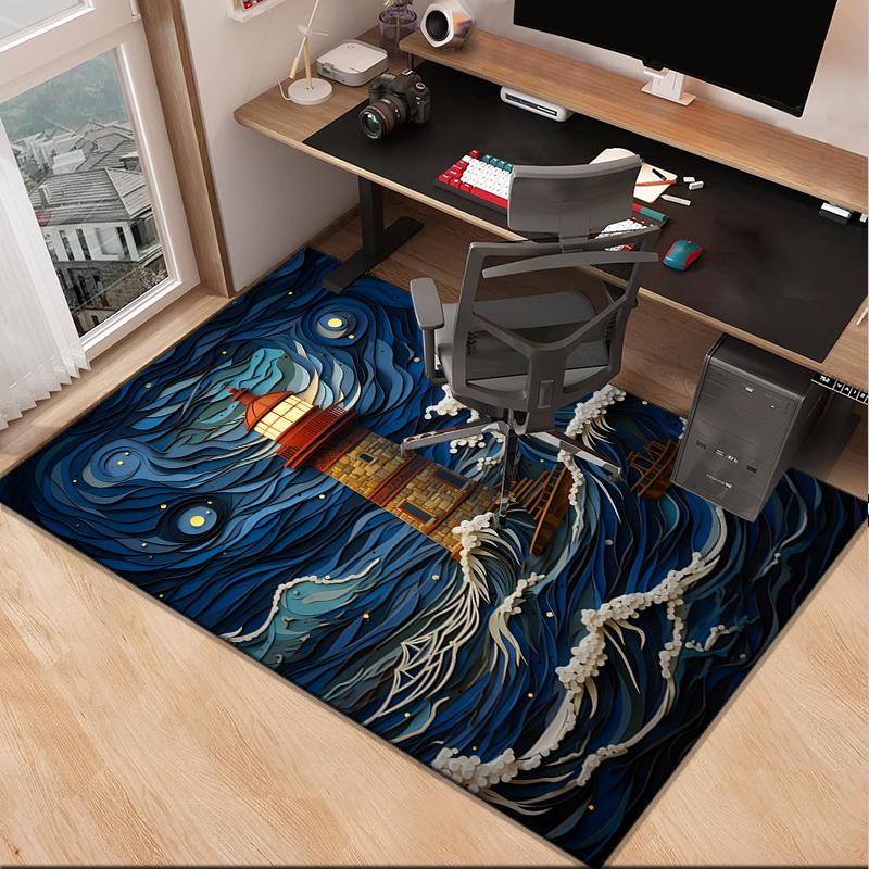 Lighthouse In Stormy Sea Office Rug Chair Mat, Entryway Carpet, Suitable for Front Door, Bedroom, Living Room, Desk, Holiday Gift