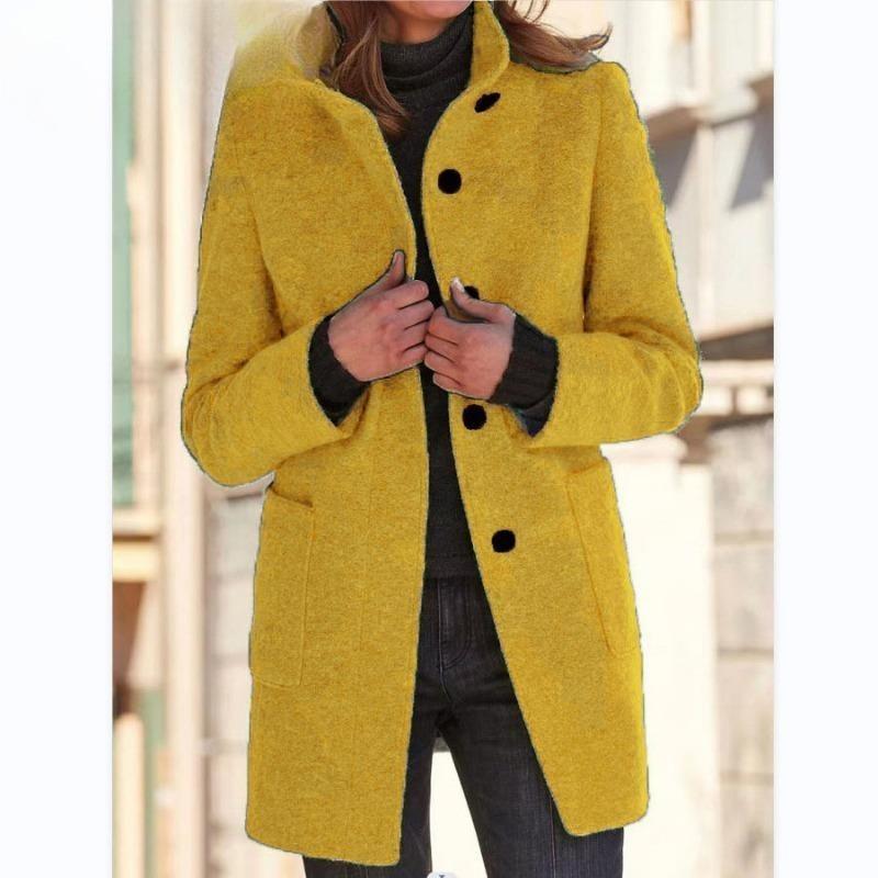 IHUASU Vintage Casual Lattice Print Long Sleeve Polo Neck Jacket for Autumn/Winter