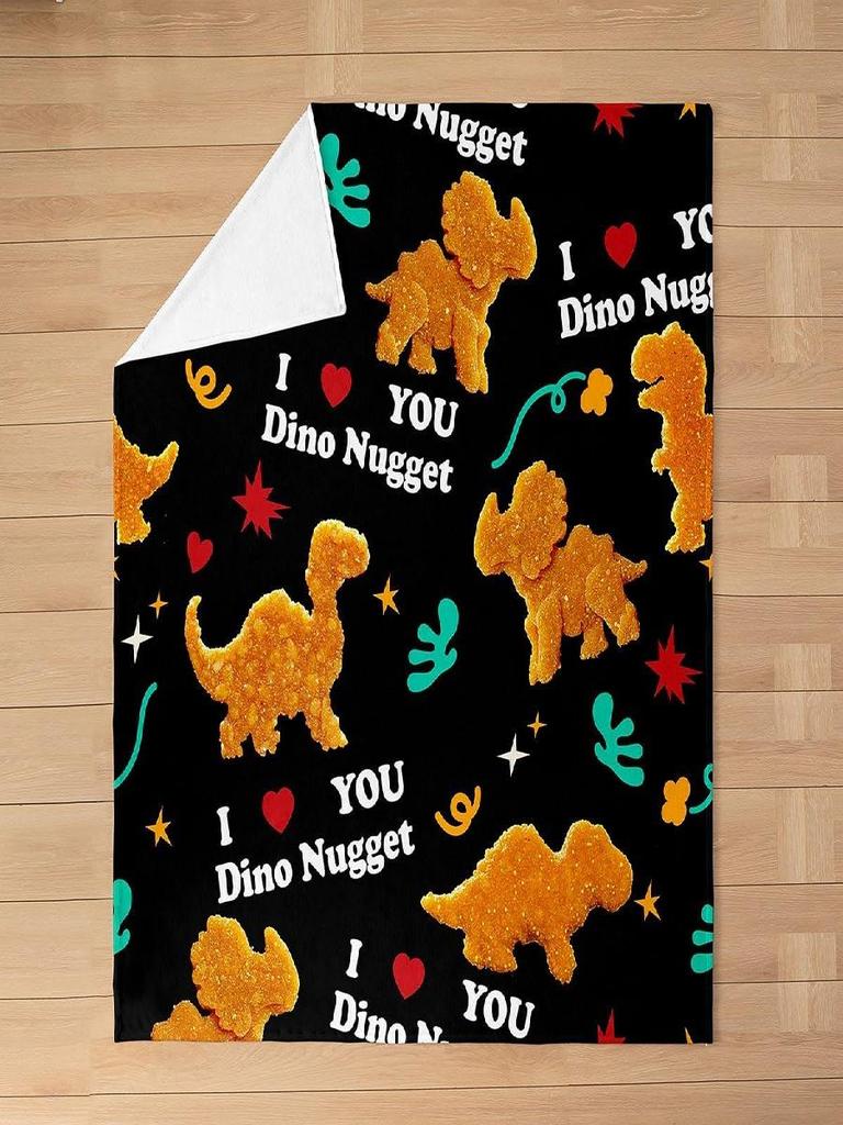 Feelyou Fried Chicken Nugget Plush Throw Blanket Twin x Kids Cute Dino Flannel Fleece Blanket for Boys Teens Dinosaur All Season
