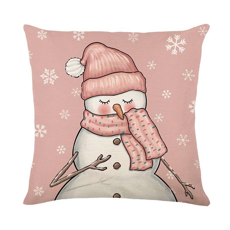 Christmas Pillowcase Decorative Linen Printed Porch Courtyard Sofa Home Decoration Pillowcase