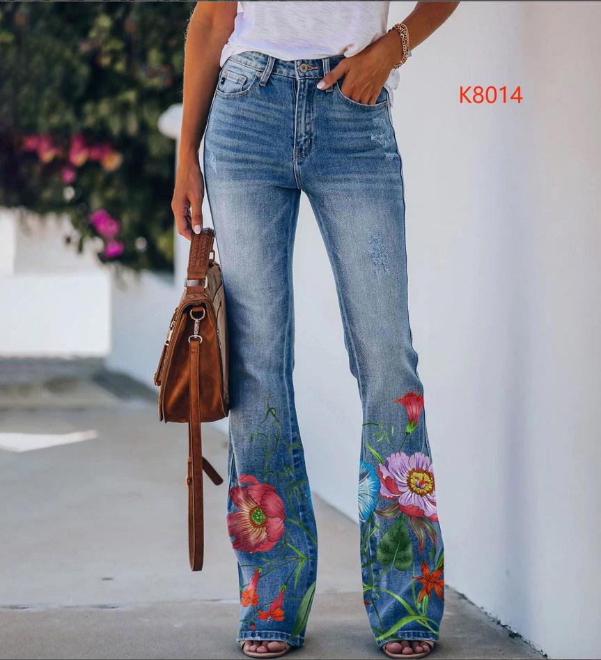 2023 Women's Plus Size Casual Faux Denim Pants - European & American Fashion