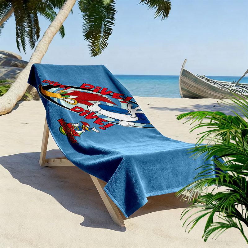 Woody Woodpecker Print Beach Towel, Large Soft Quick Dry Towel for Beach Camping Swimming
