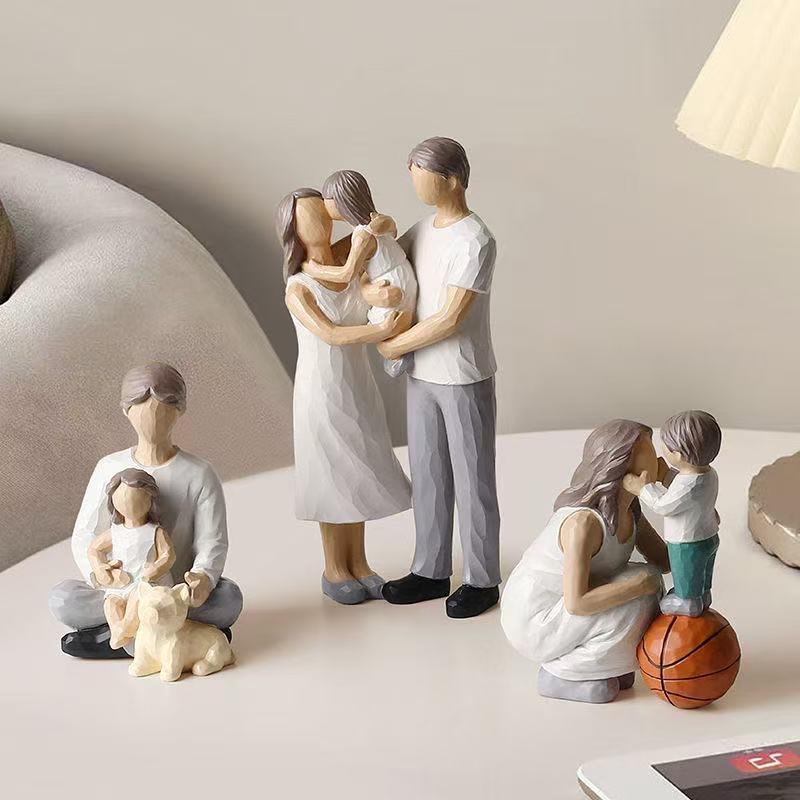 Nordic Style Creative Resin Family Figurines – Couple and Child Home Decor Ornament, Happy Family Sculpture Gift