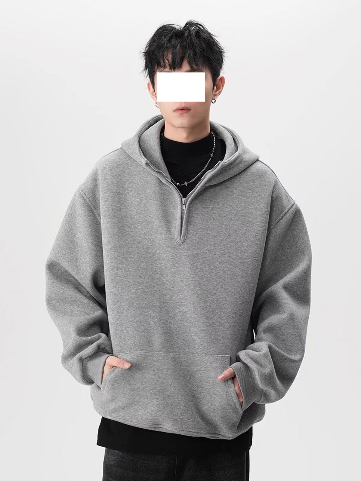 

Men s Trendy American Heavyweight Half-Zip Hoodie – High Street Design, Versatile for Spring/Autumn Extra Large сірий колір