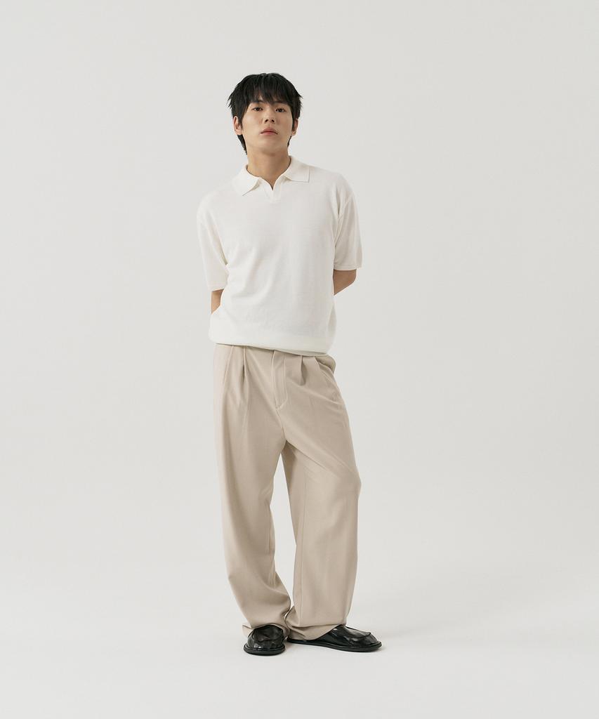 GNOK Silk Collared Short Sleeve Knit [Ivory]