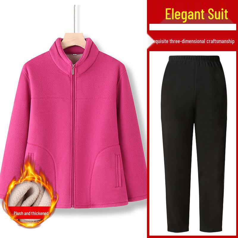 Women's Fleece Hoodie Jacket for Elderly - Winter & Spring Wear