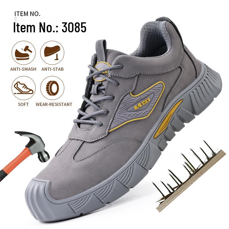 Men's Euro Standard Steel Toe Safety Shoes - Anti-Smash, Anti-Puncture, 10KV Insulated Construction Footwear