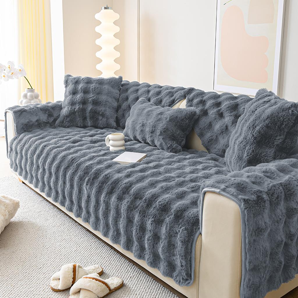 Popular Imitation Rabbit Plush Sofa Cover For Winter Soft Fabric Furniture Protector for Living Room Have Many Colours