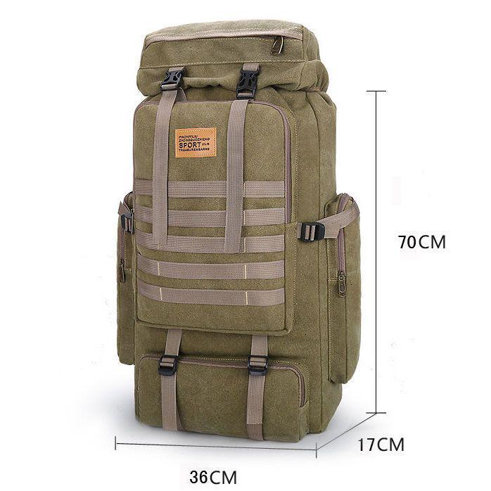 Rucsac Mare de Exterior din Pânză 70L - Rucsac Vintage pentru Bărbați pentru Alpinism și Călătorii