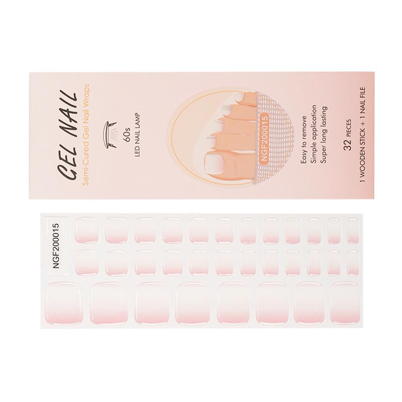 New Gel Nail Art Sticker Foot Sticker Gradient Pink Nail Polish Glue Nail Sticker Semi-curing Lamp Nail Art Sticker