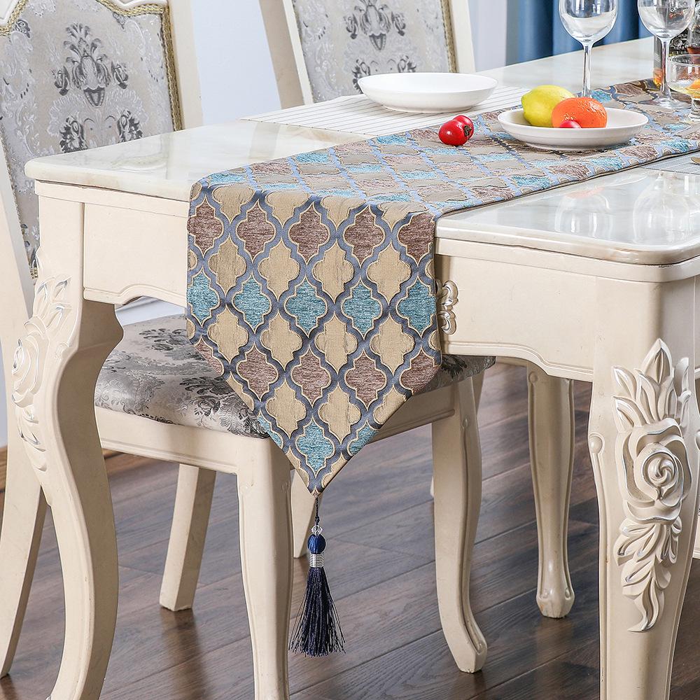 

Дорожка для стола Nordic Luxury с тиснением в виде ромба из тыквы 32x160 cm Table Flag синий