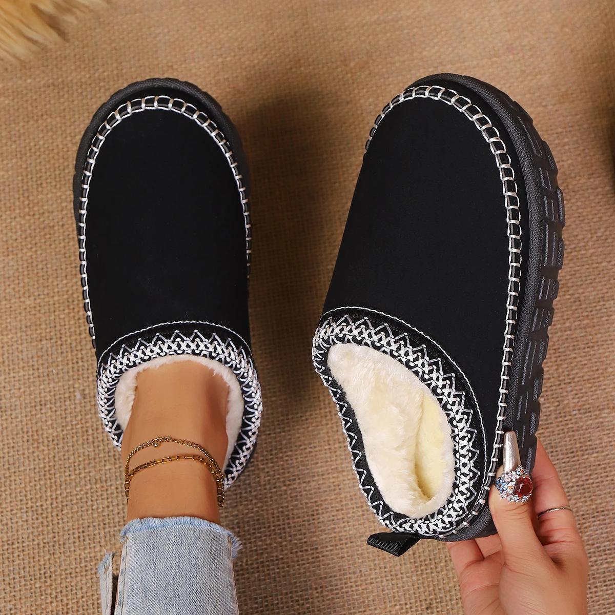 

Fashion Thickened Fluff Solid Shoes for Women Plush Non-slip Comfortable Boots Winter Warm Snow Boots Thick Sole Fashion Boots Women 36 чёрный