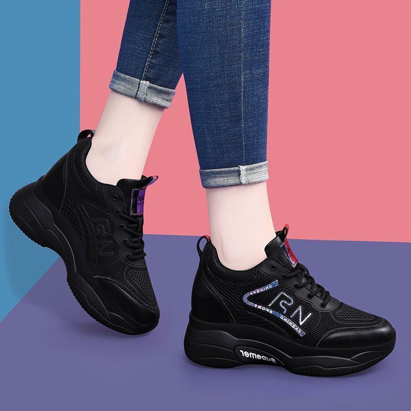 Women's Shoes Summer New Heightening Women's Flying Woven Shoes Breathable Fashion Dad Shoes Platform Casual Sports Shoes Women