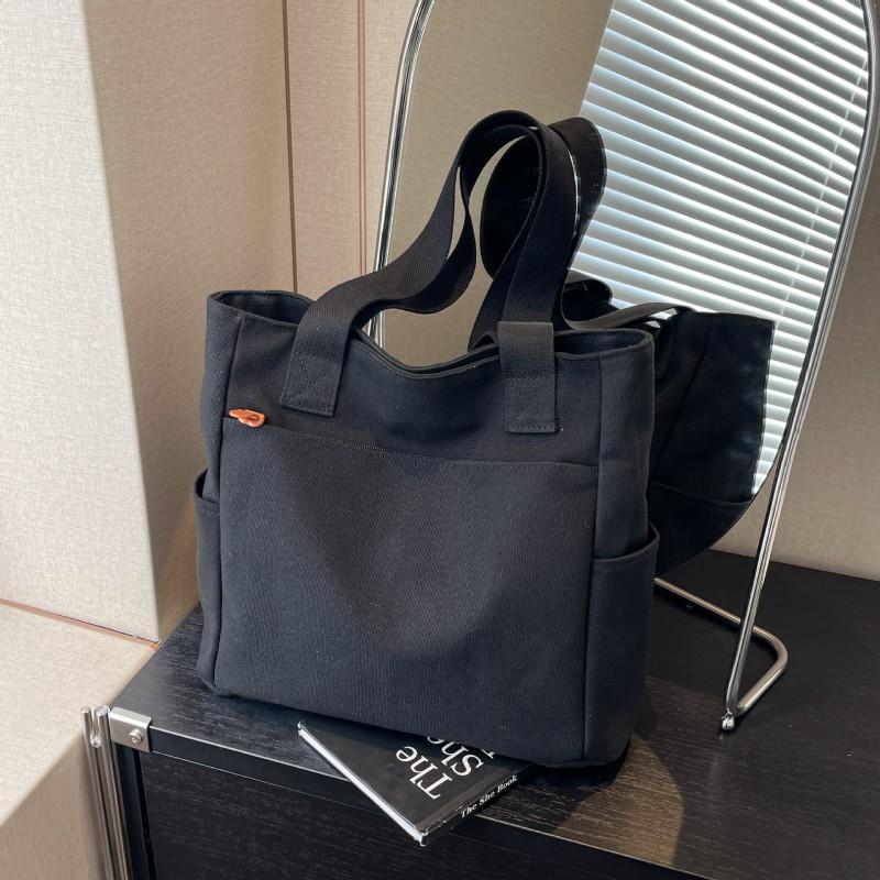 All-matching Canvas Bag 2026 New Style Pure Color Simple Large-capacity Tote Female College Students