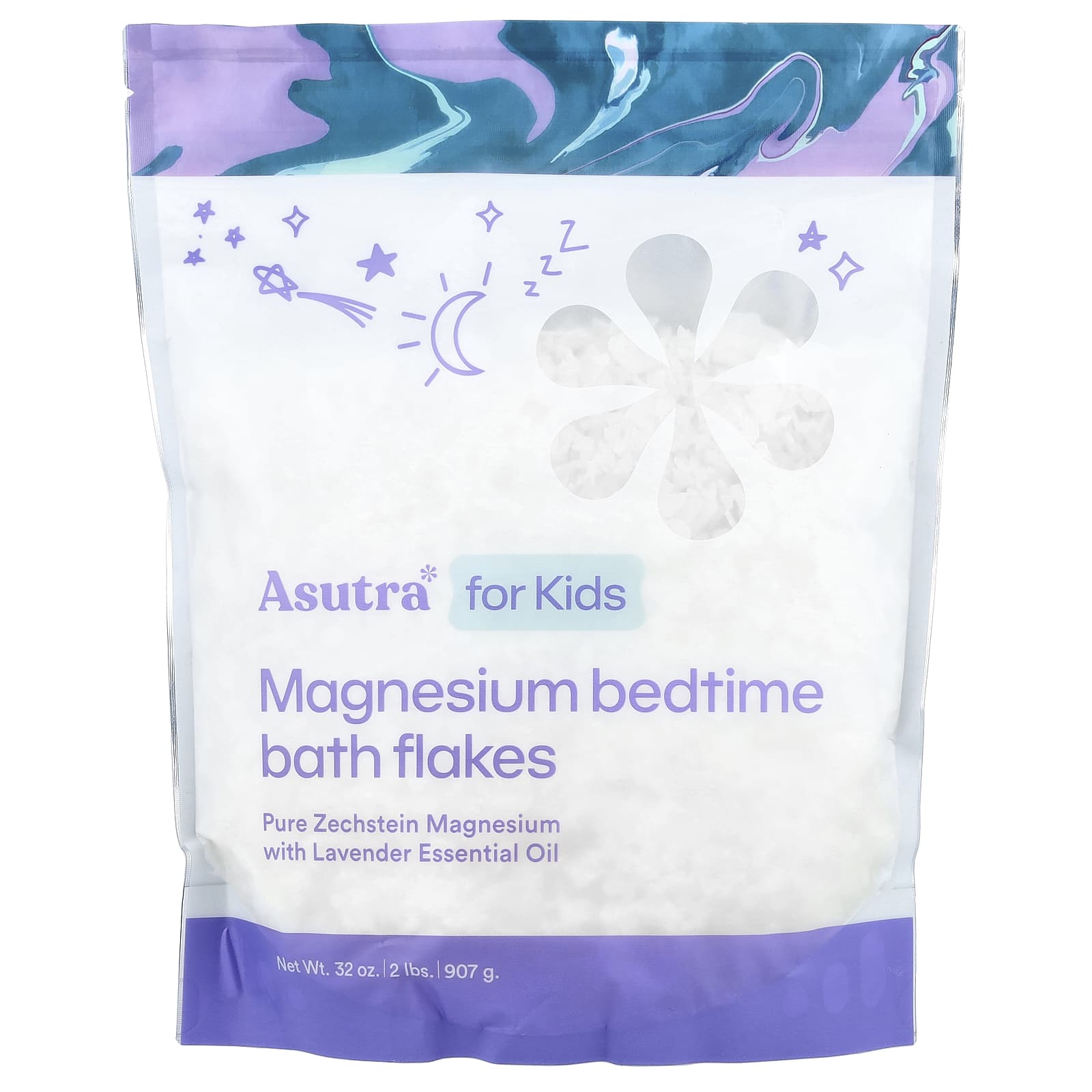 Asutra, Children s Asutra, Magnesium Bedtime Bath Flakes, 32 oz (907 g)