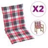 Day and Night - Day and Night Garden Chair Cushion Low Backrest 2 Pcs Red Plaid Fabric