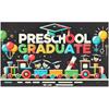 Preschool Graduation Banner Outdoor Backdrop Graduation Decorations 71x43 Inches 2025 Congrats Grad Banner with Balloons Train Ideal for Preschool